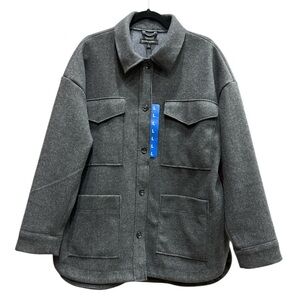 Banana Republic Ladies Structured Oversized Pocket Button Shacket dark gray SZ L